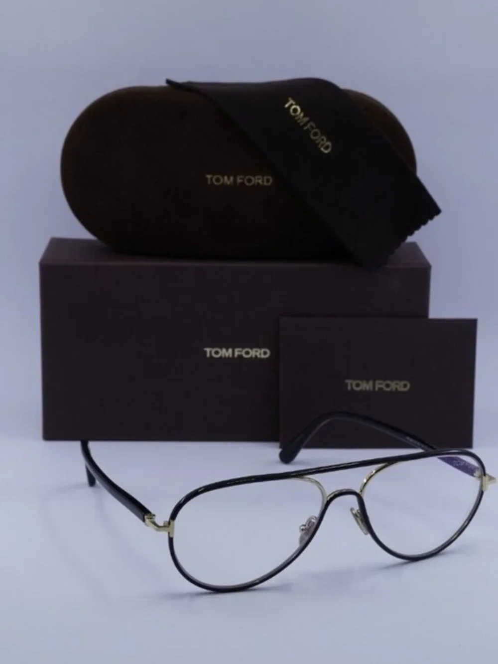 Tom Ford FT5897-B 001 Aviator Eyeglasses 57mm – Black / Blue Light Block